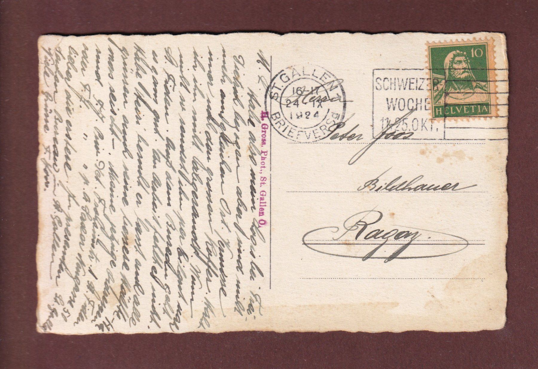 Cartoline postali: ST. GALLEN - Broderbrunnen - 1924 // Eckbug // – Usato da Pully venduto da nicecards-shop 1
