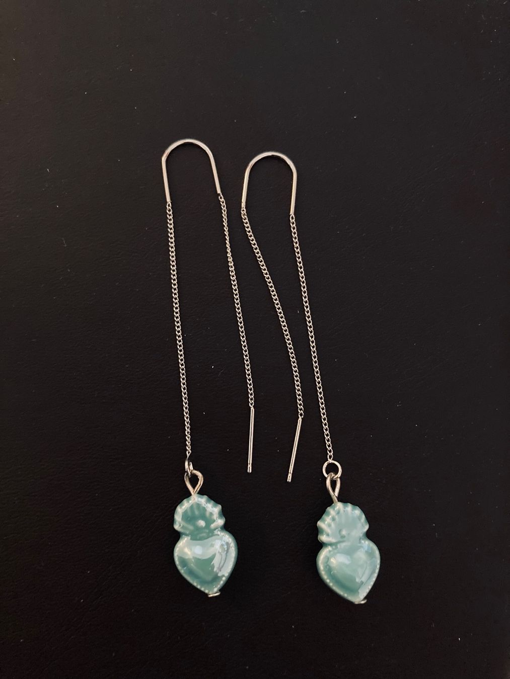 Orecchini pendenti & Orecchini a lobo: Boucles cœur bleu-vert d’eau – Usato da Genève venduto da ct_fqr8
