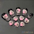 Nail Art Dekoration Pink Rose Flower Alloy Schmuck Glitzer