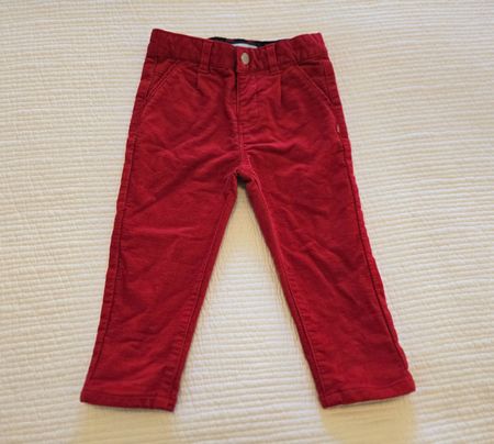 Pantalon velours rouge Obaibi, taille 18 mois