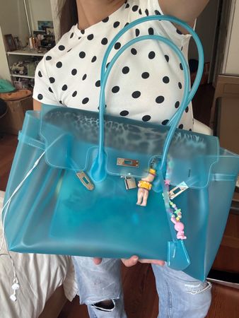 Sac de plage Jelly Firkin bleu transparent silver