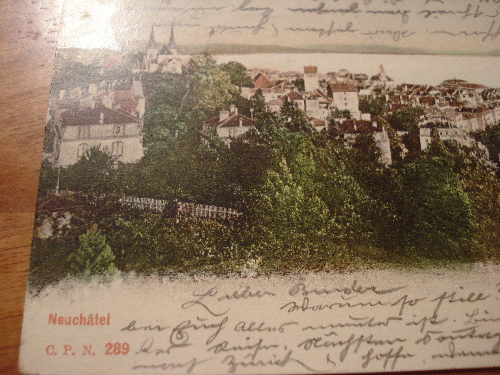 Cartoline postali: Neuchatel, Vue Generale, 1905, o Neuchatel, farbig – Usato da Niederwil AG venduto da morostahu 1