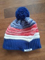 Strickmütze Swiss-Ski blau rot weiss mit Bommel