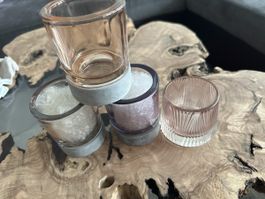 Set di 4 portacandele/bicchierini decorativi in vetro!