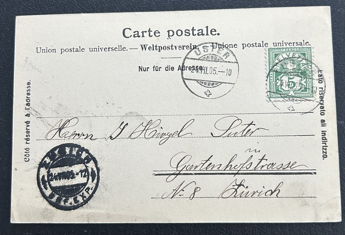Ansichtskarten: Uster Volksbank 1905 – Gebraucht aus Horw von Tellbub 1