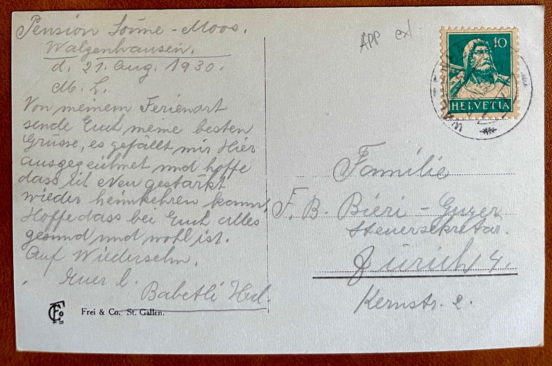 Cartoline postali: WALZENHAUSEN - 1930 – Usato da Lutry venduto da Ediego 1