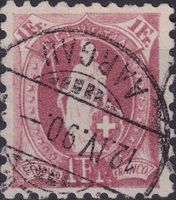 71B (Stehende) sehr gut gezähnt, 1Fr rosa AARGAU, Kat 180.-+