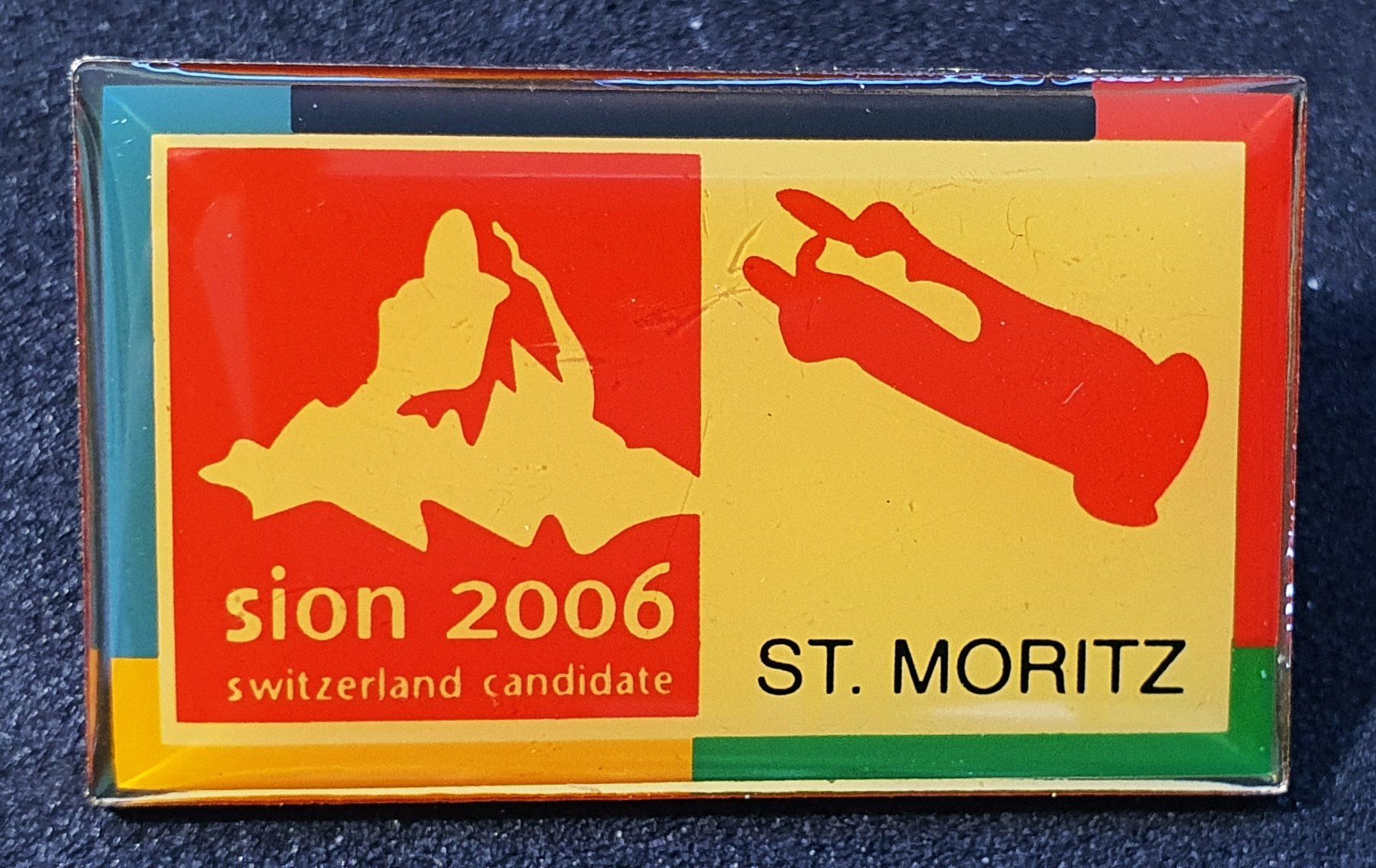 Placchette & Badge: T643 - Pin Sion 2006 Switzerland Candidate / ST. MORITZ – Usato da Reinach BL venduto da Boston-Verkauf