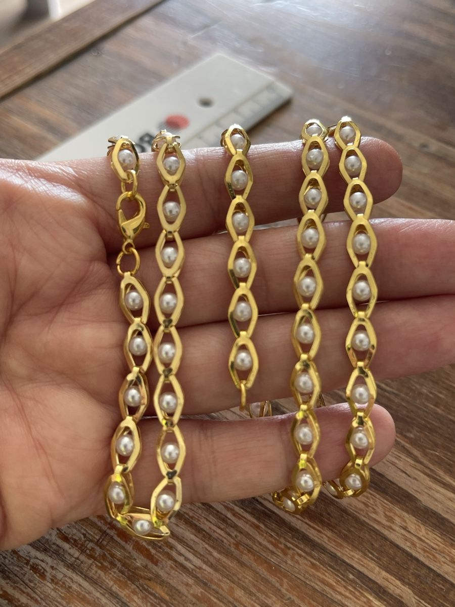 Ketten: Jolie parure plaquée et perles largeur 0,5 / collier 48 cm  – Neu (gemäss Beschreibung) aus Kloten von Vermicelles 3
