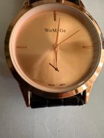 Elegante WoMaGe Damenuhr mit Lederarmband