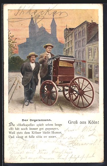 Cartoline postali: Köln, Der Orgelsmann, Leierkastenspiele – Usato da Berlin venduto da bartko-reher