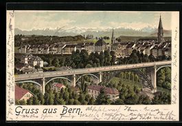 Litho Bern, Totalansicht mit Brücke