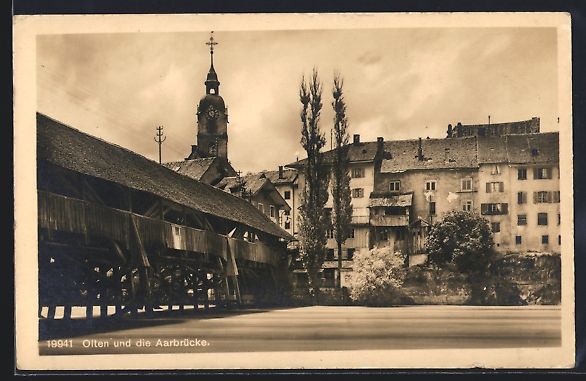 Cartoline postali: AK Olten, Ortsansicht mit der Aarbrücke – Usato da Berlin venduto da bartko-reher