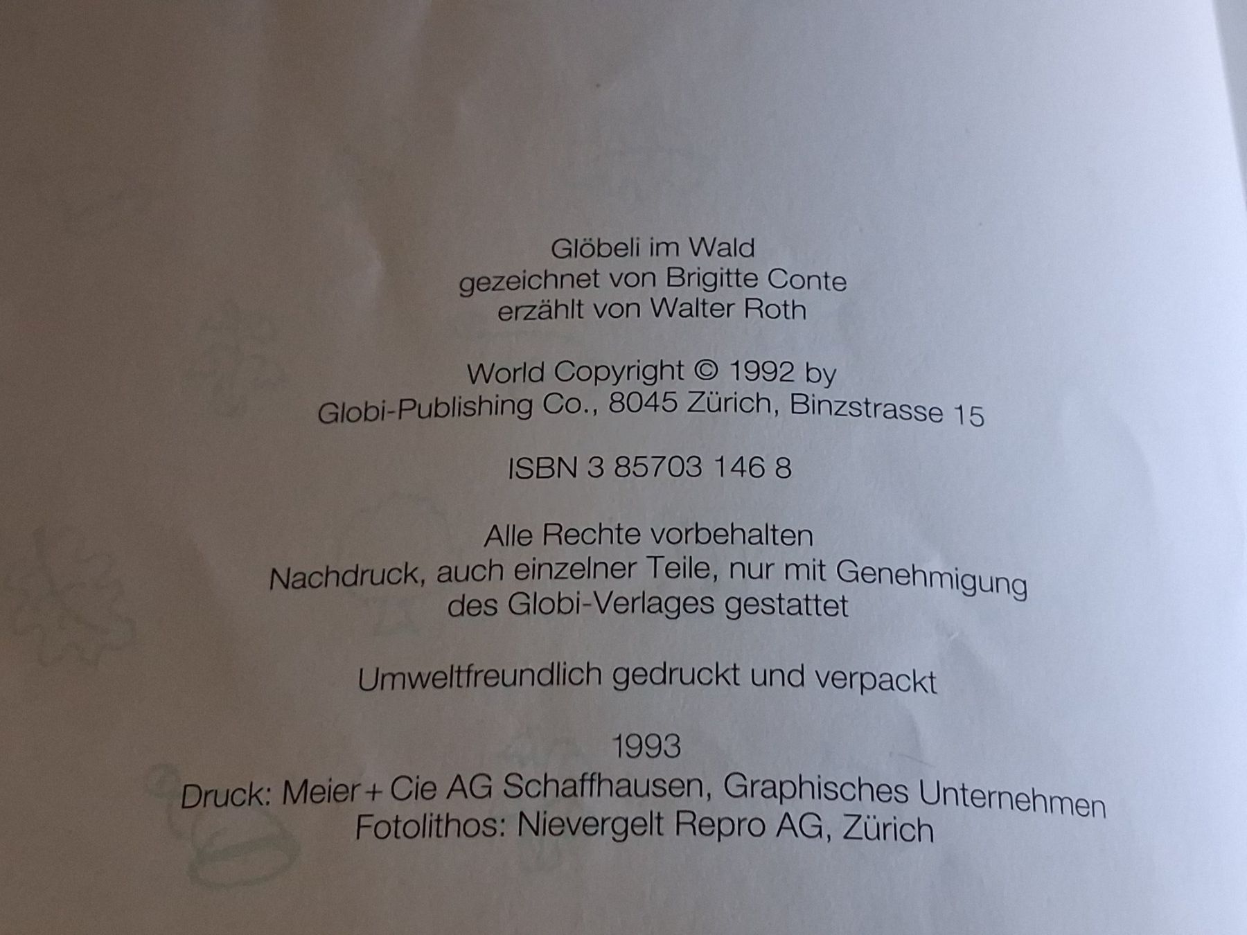 Libri: Buch Glöbeli im Wald 1993 – Usato da Hagendorn venduto da siwasi3 1