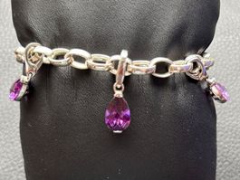 Bracelet  en argent 925 avec pendentif en amèthyste 18,45 g