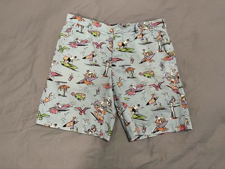 Prada baby blue shorts with surfer print 48
