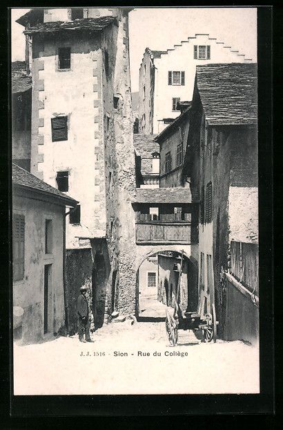 Cartoline postali: AK Sion, Rue du Collège – Usato da Berlin venduto da bartko-reher