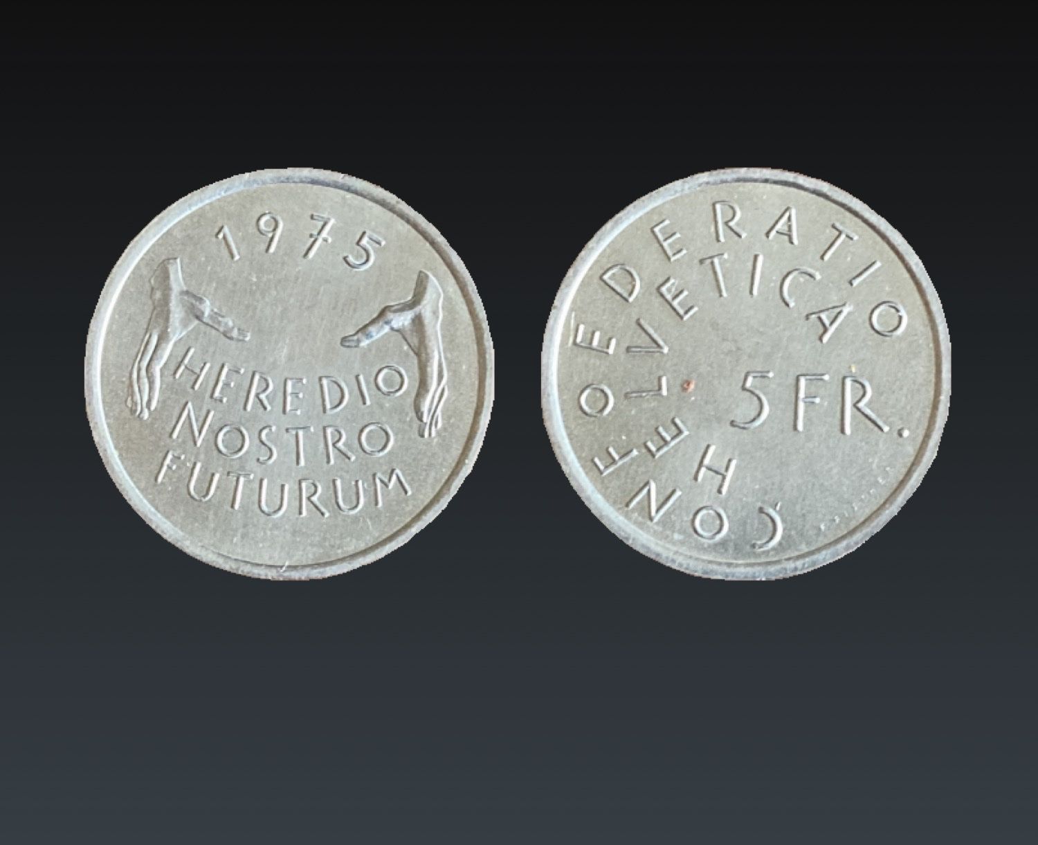 Alle Münzen: Pièce de 5 francs 1975 - Protection des monuments – Gebraucht aus Lausanne von jeko8693
