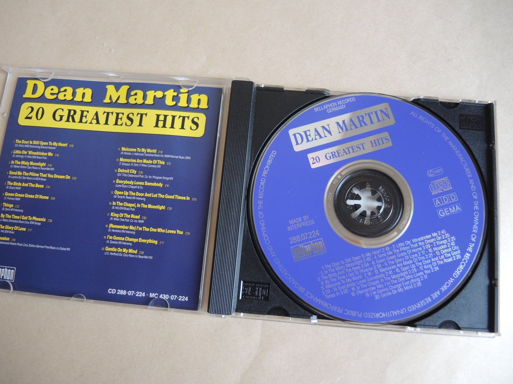 CD: Dean Martin CD - 20 Greatest Hits – Usato da Rorschach venduto da maeck8 1
