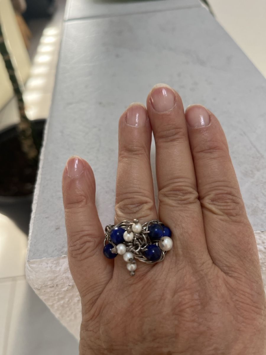 Anelli: GESCHENK-IDEE Ring mit Lapislazuli/Perlen, Silber 925 – Nuovo (secondo la descrizione) da Steinmaur venduto da RosaliaT