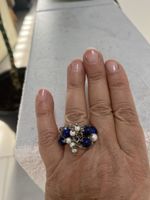 GESCHENK-IDEE Ring mit Lapislazuli/Perlen, Silber 925