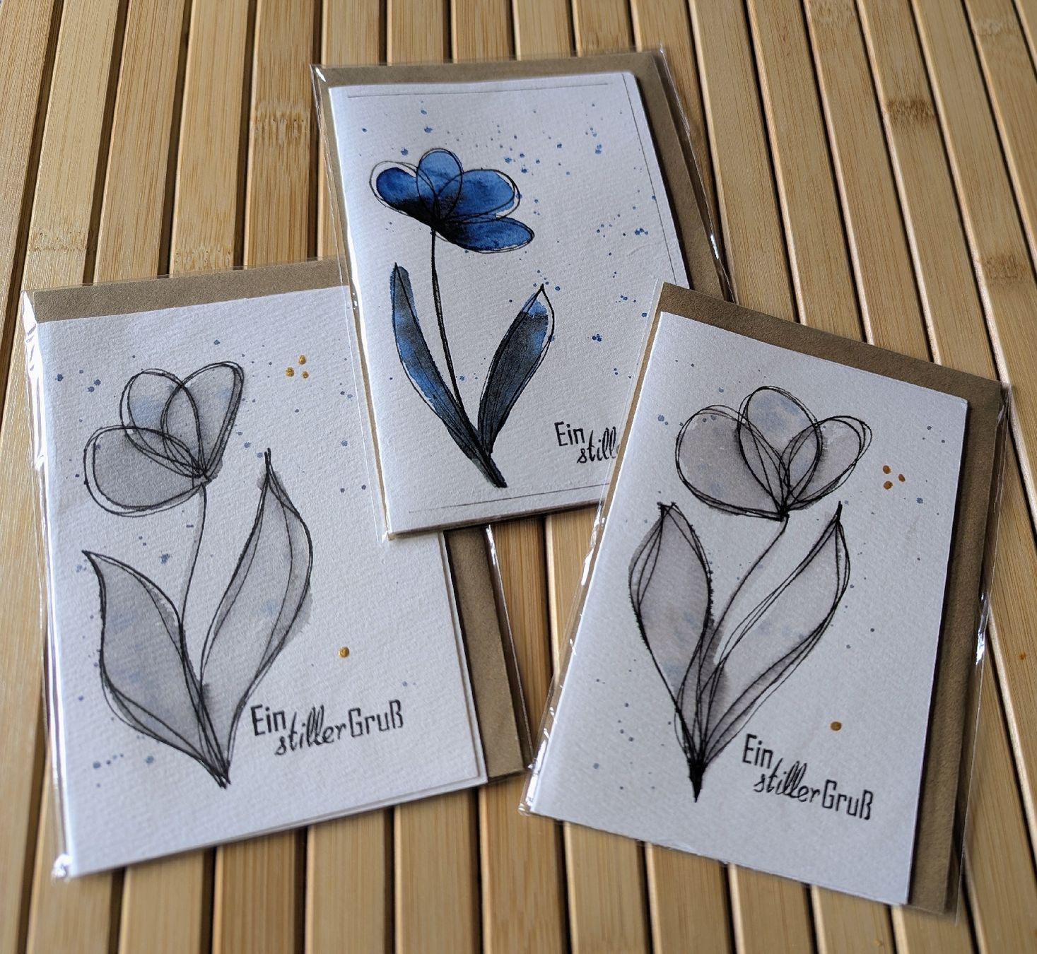 Karten: Trauerkarten, Beileid, Handgemalt, Aquarell  – Neu und originalverpackt aus Winterthur von Bigeasy 2
