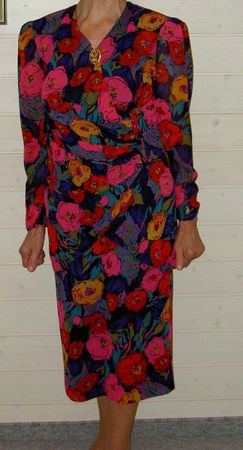 Kleid zweiteilig - Blumenmuster - antik