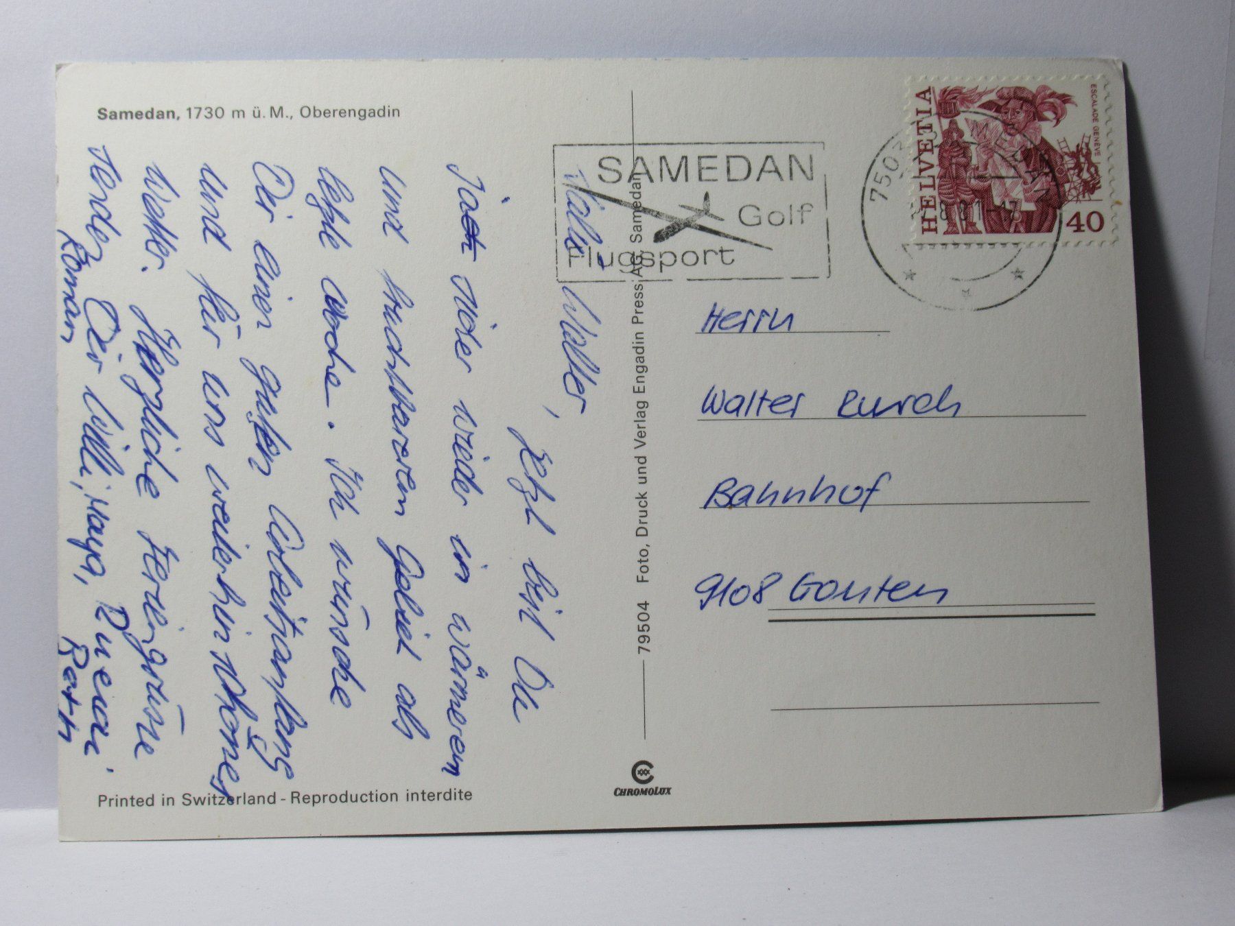 Cartoline postali: Samedan  1981 – Usato da Grenchen venduto da Bluemchen1900 1