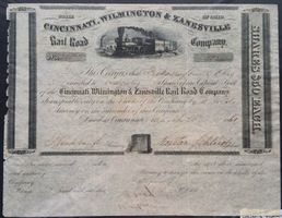 Aktie: Cincinnati, Wilmington & Zanesville Rail Road Co 1861