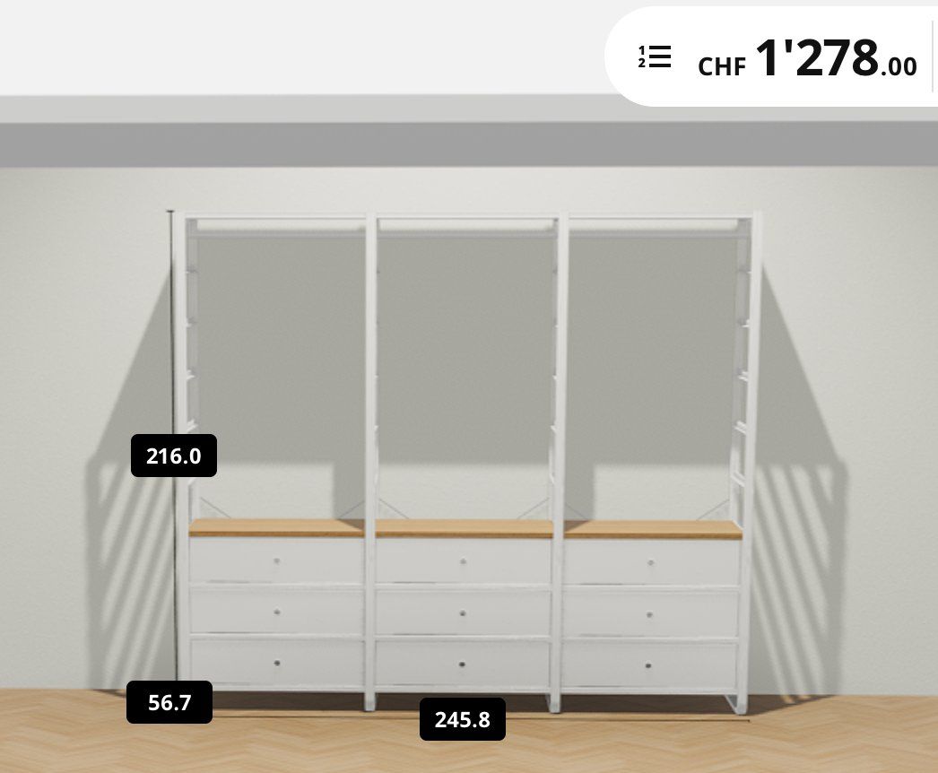 Ikea Armoires: Evarli: Schrankkombination weiß/Bambus – D'occasion à Solothurn par rehbein 1
