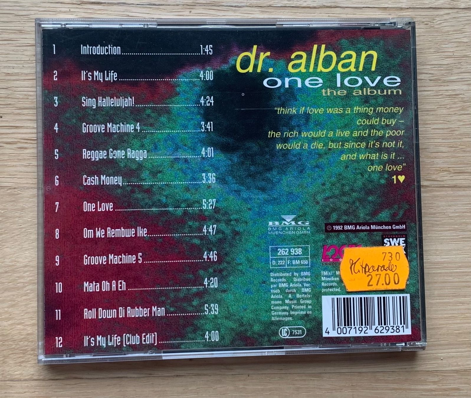 CD: Dr. Alban One Love – Usato da Zürich venduto da Fieber 2