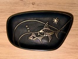 Wandbild von Walter Bosse Hagenauer (?) Schwarz Gold Fisch