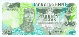 Ghana 20 Cedi 1984 P-24a UNC, selten