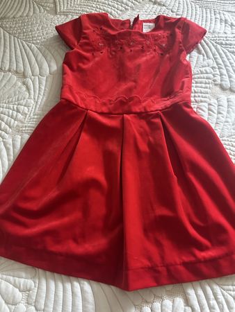 Girls' Red Velvet Party Dress, Carrement Beau, Size 5.