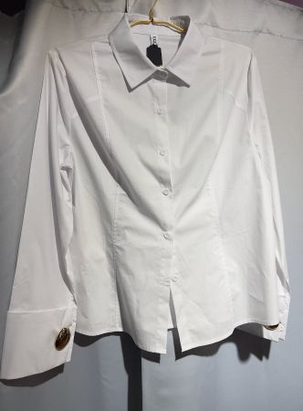 *SALE* Weisse Bluse mit goldenen Manschetten-Broschen