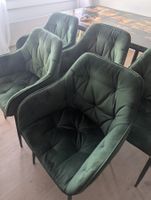 5 Grüne Samtstühle mit Armlehnen