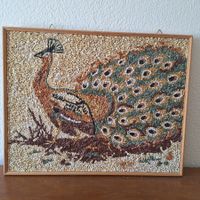 Vintage, rar, Pfau, Steinchen-Mosaik Bild