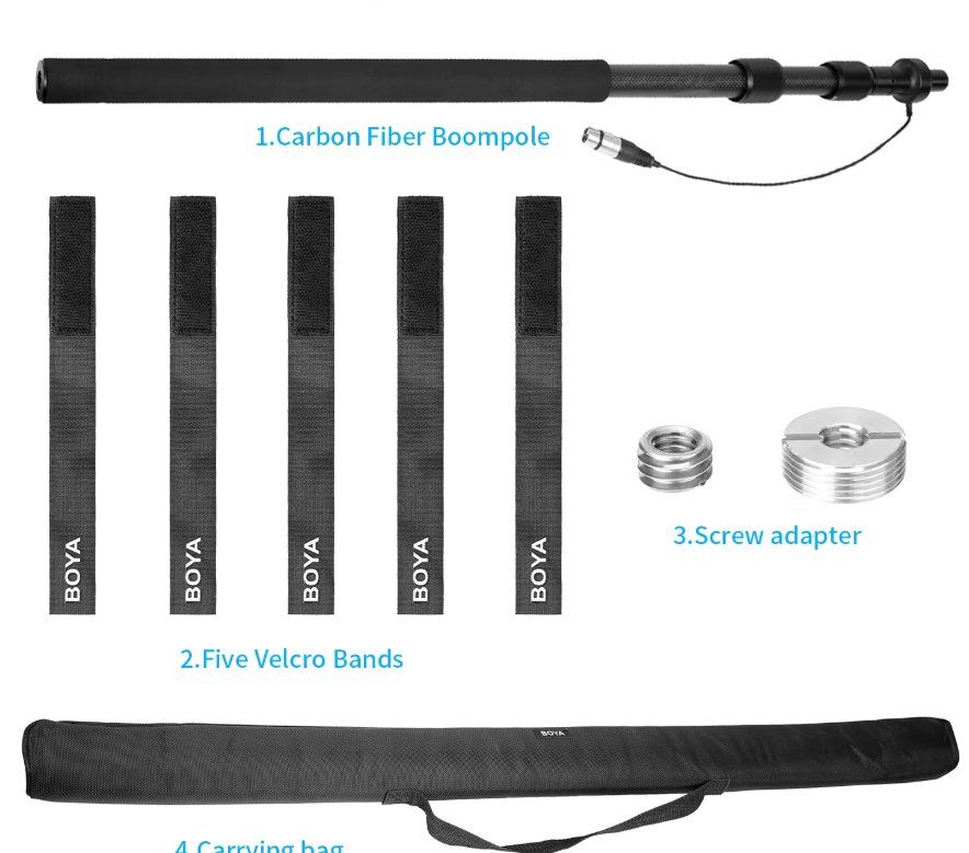 Mikrofone: BOYA Carbon Boompole BY-PB25 with Internal XLR Cable – Neu und originalverpackt aus Geneve von T36 4