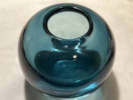 Deko Glas Kugel Vase Blumenvase Vintage Blau guter Zustand!