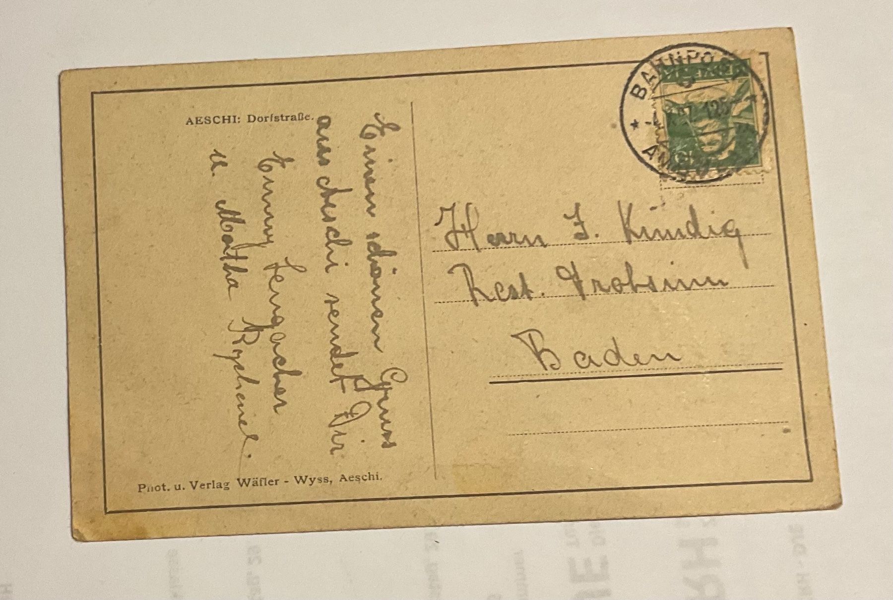 Cartoline postali: Aeschi , Dorfstrasse, 1927 – Usato da schlieren venduto da Retton 1