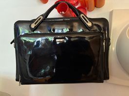 Freche abbi Laptop Tasche in Lackleder Schwarz
