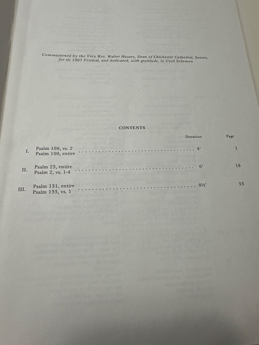 Bücher: Leonard Bernstein Chichester Psalms Noten – Gebraucht aus Wald ZH von Martin79 2