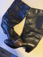 Elegante Vintage Cowboy Lederstiefel, schwarz, Grösse 38