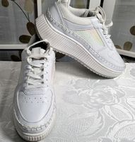 Weisse Sneaker Plateau Gr. 38 Catwalk Glitzer