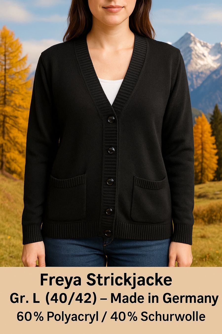 Maglioni & Felpe: Freya Strickjacke Damen Gr L 40 42 schwarz Basic Office 1000 – Usato da Vinelz venduto da sonnenmond77