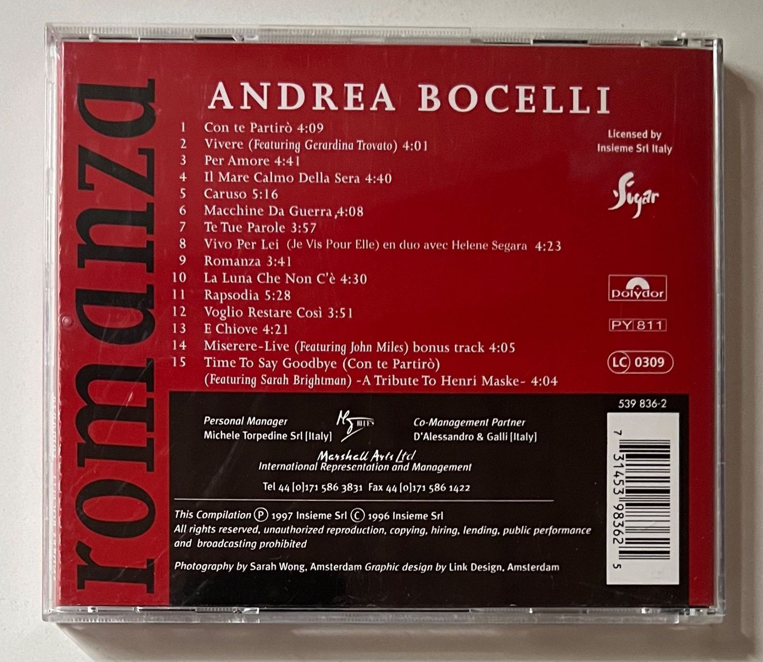CD: Andrea Bocelli / Romanza – Usato da Näfels venduto da rottabi 1
