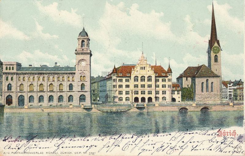 Cartoline postali: Zürich an der Limmat - Litho + 1901 – Usato da Emmenbrücke venduto da teestube