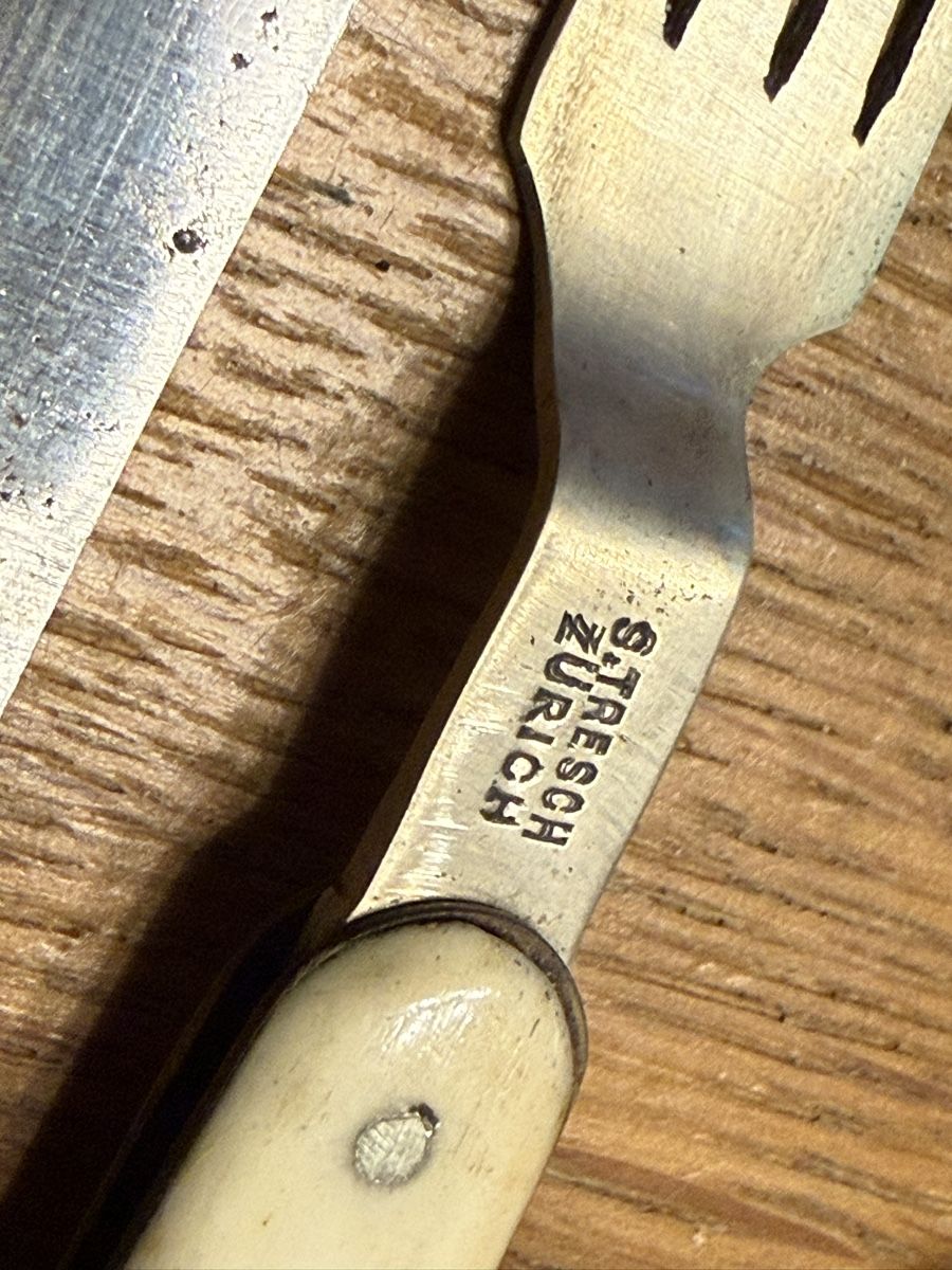 Coltelli tascabile: Altes Taschenmesser & Gabel Set. Kutscher Besteck – Usato da Goldach venduto da Messerguru 6