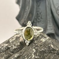 Turmalin Ring Silber grün filigran elegant Unikat 54