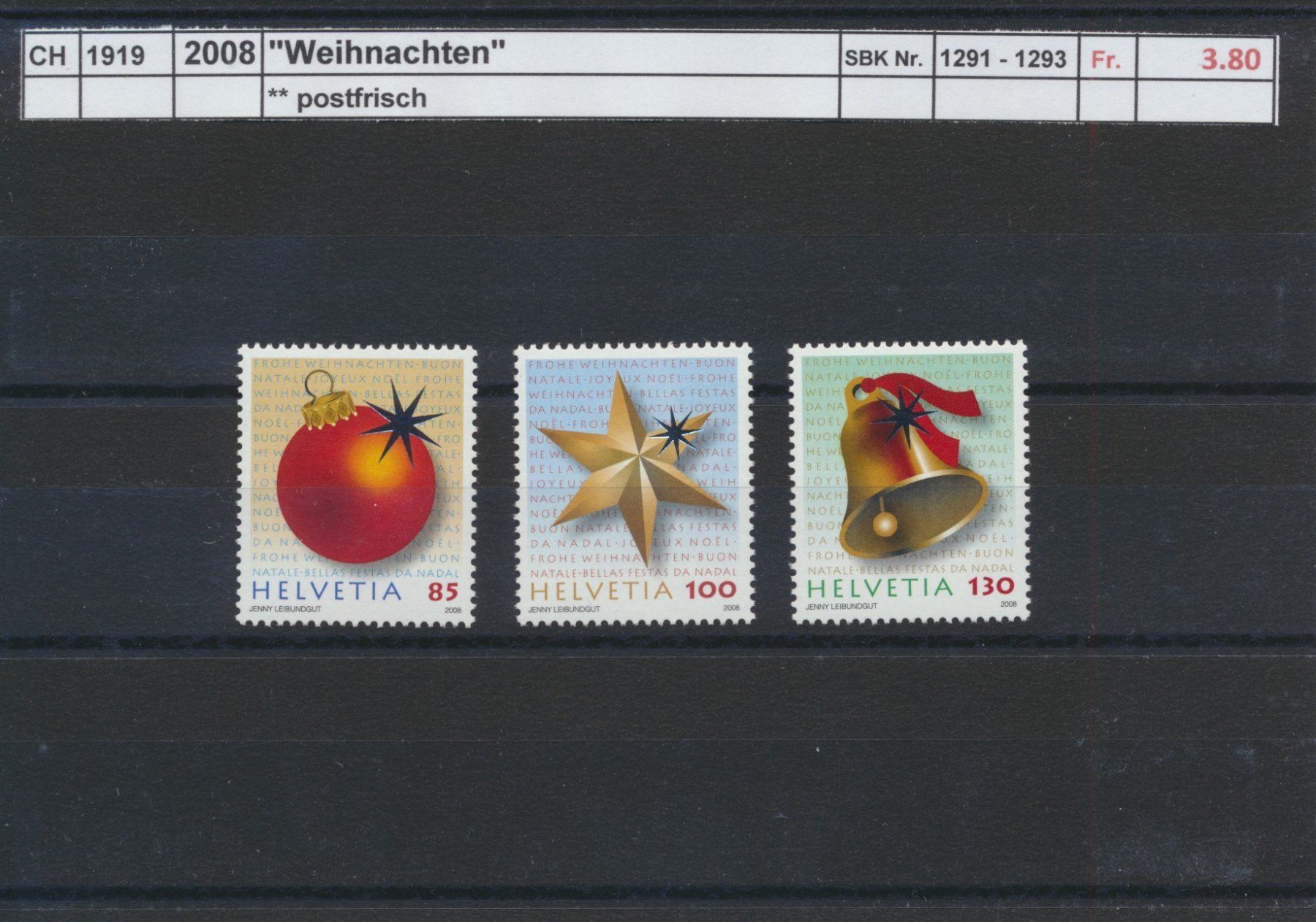 Tous les timbres: 2008 "Weihnachten", ** postfrisch – Neuf (Voir description) à Winterthur par Zupogeru